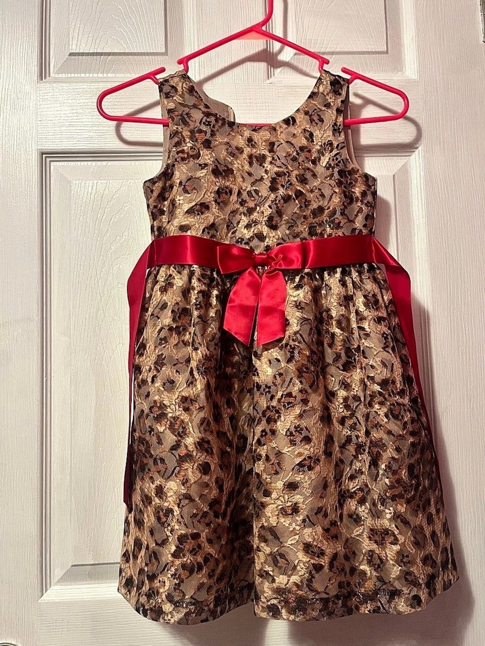 Kids Animal Print Dress with Bow Like New